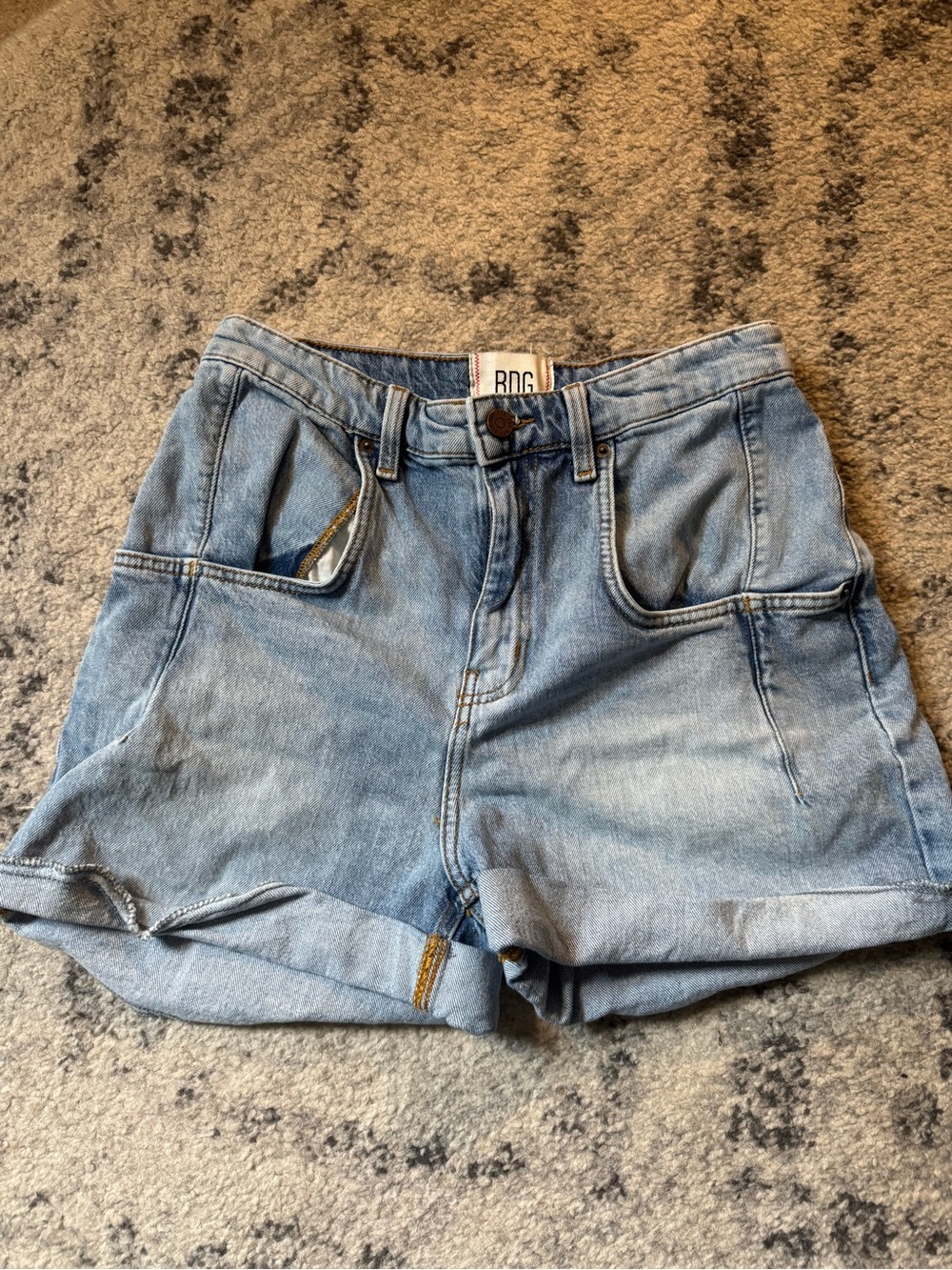 BDG Washed Light Blue High-Rise Denim Shorts